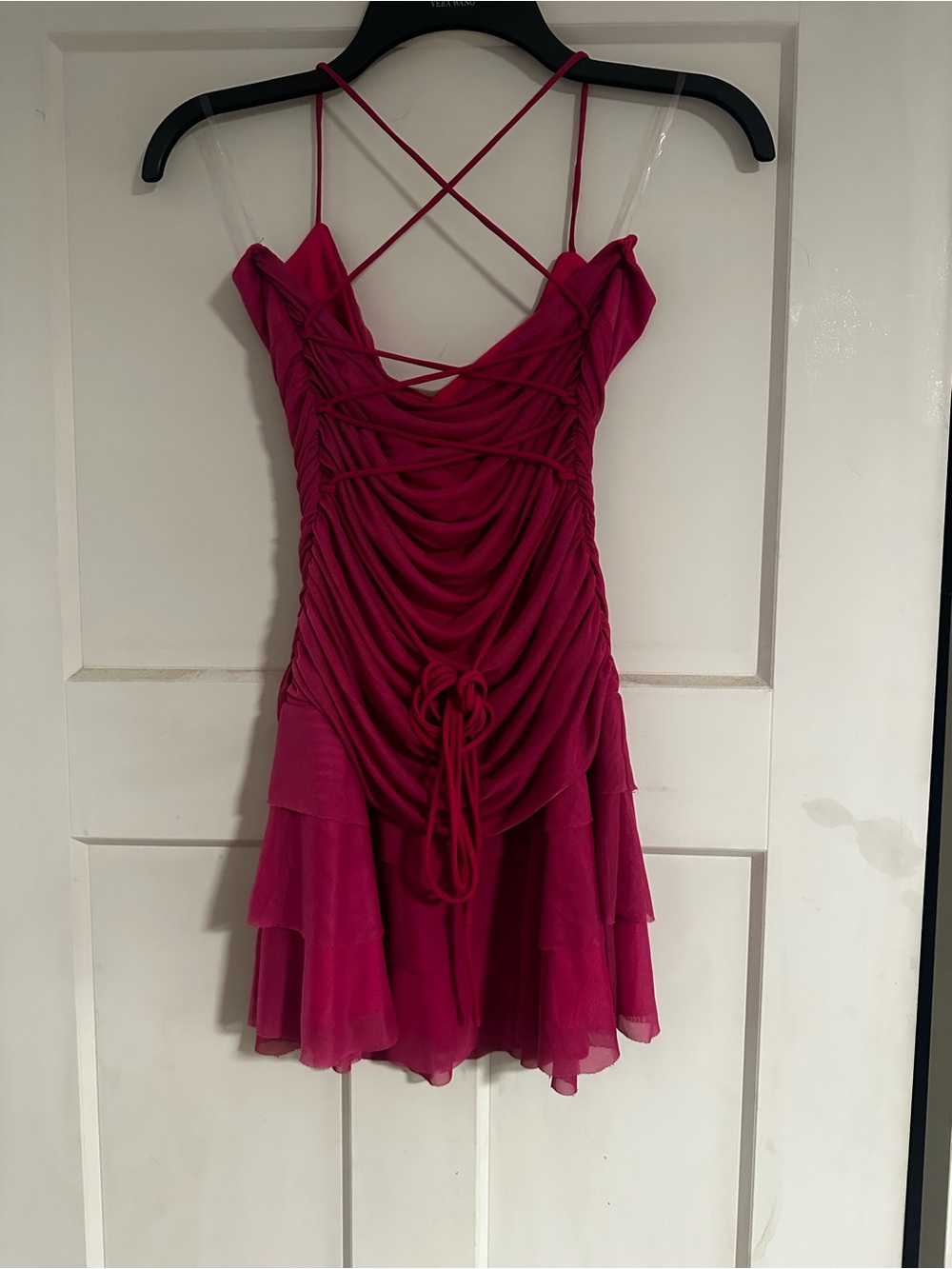 Peppermayo Hot Pink Ruched Cowl Strappy Mini Dress - Picture 7 of 8